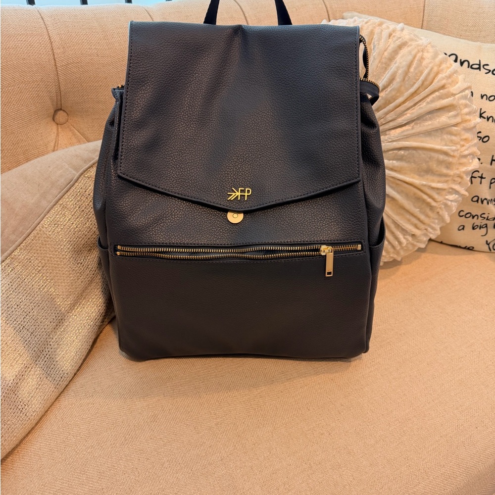 Freshly Picked Black Baby Bag Backpack with Gold Accents